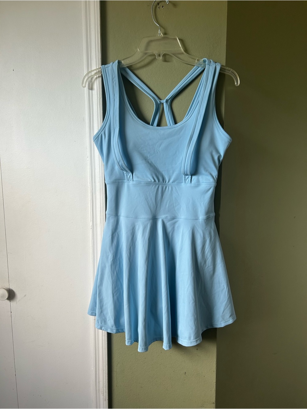 Active Light Blue Sleeveless Fit & Flare Dress w/shorts